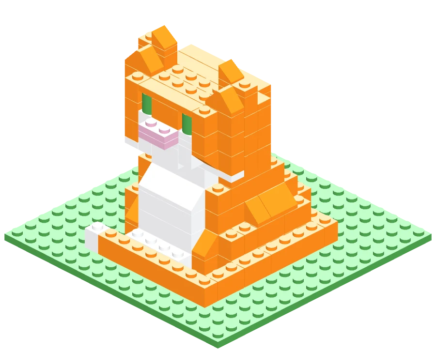 Ginger cat built from bricks