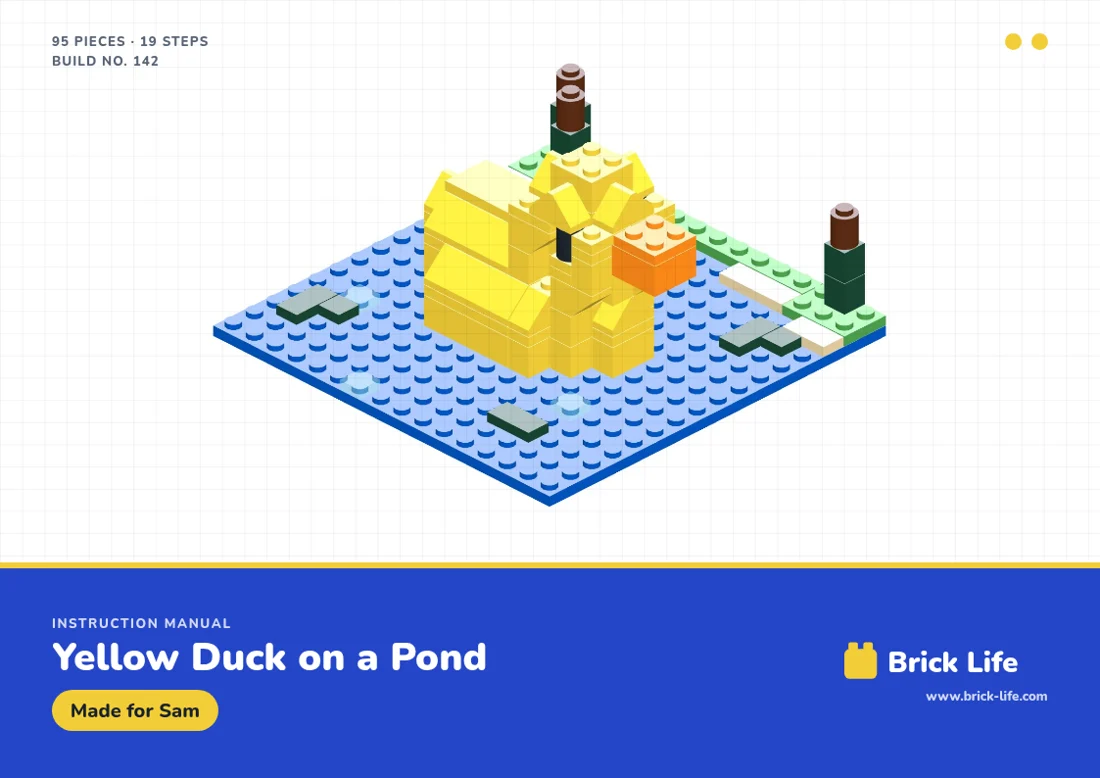 Instruction manual cover: Yellow Duck on a Pond