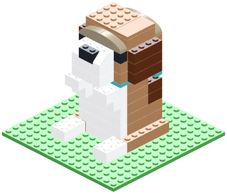 Beagle built from bricks, designed from a photo